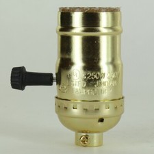 3-WAY TURN KNOB BRASS PLATED E-26 BASE LAMP SOCKET WITH 1/8IPS UL LISTED