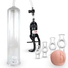 LeLuv Penis Pump 12 Inch Large EasyOp Zgrip with Fleshy Donut & C. Rings Rings