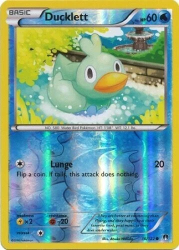 Ducklett 36/122 Breakpoint Reverse Holo Pokemon Card NM