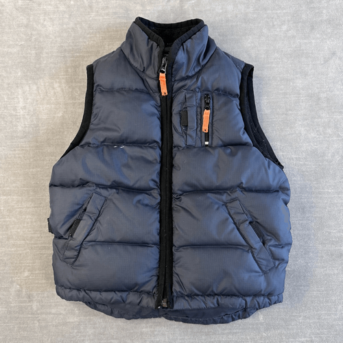 GAP Kids Jacket size XS (4) Navy DOWN Quilted Full Zip Fleece Lined Puffer Vest