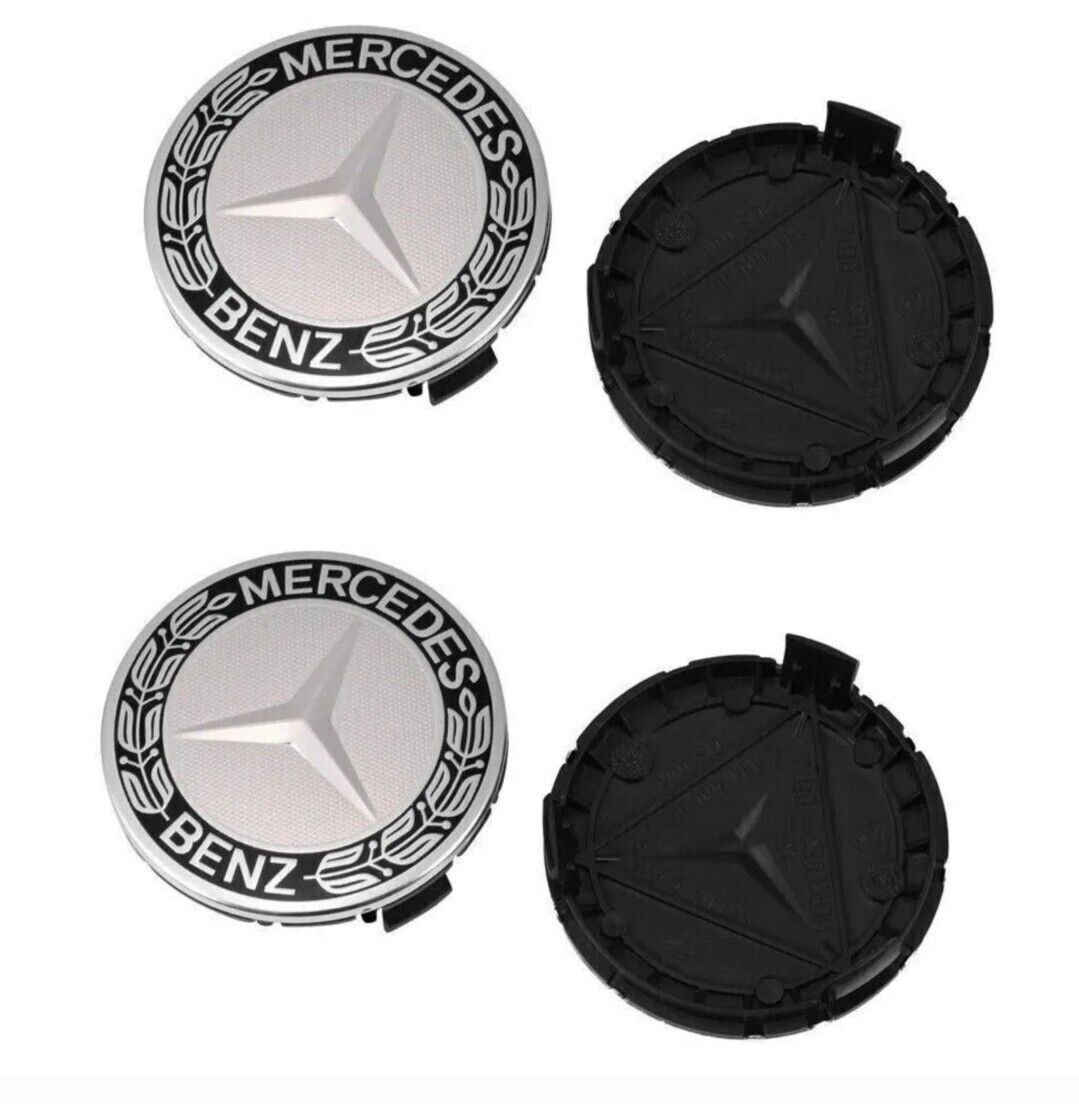 4 Black Alloy Wheel Hub Caps 75mm for Mercedes A B C E S M Class ML CLA GLA