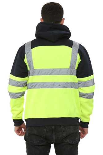 Hi Vis Viz Tablet Zips Hoodie Reflective Tape Band Top Phone Tablet & ID Pockets - Picture 15 of 34