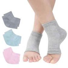 3 Pairs Moisturizing Gel Heel Socks Toeless Spa Sock for Foot Care Treatment