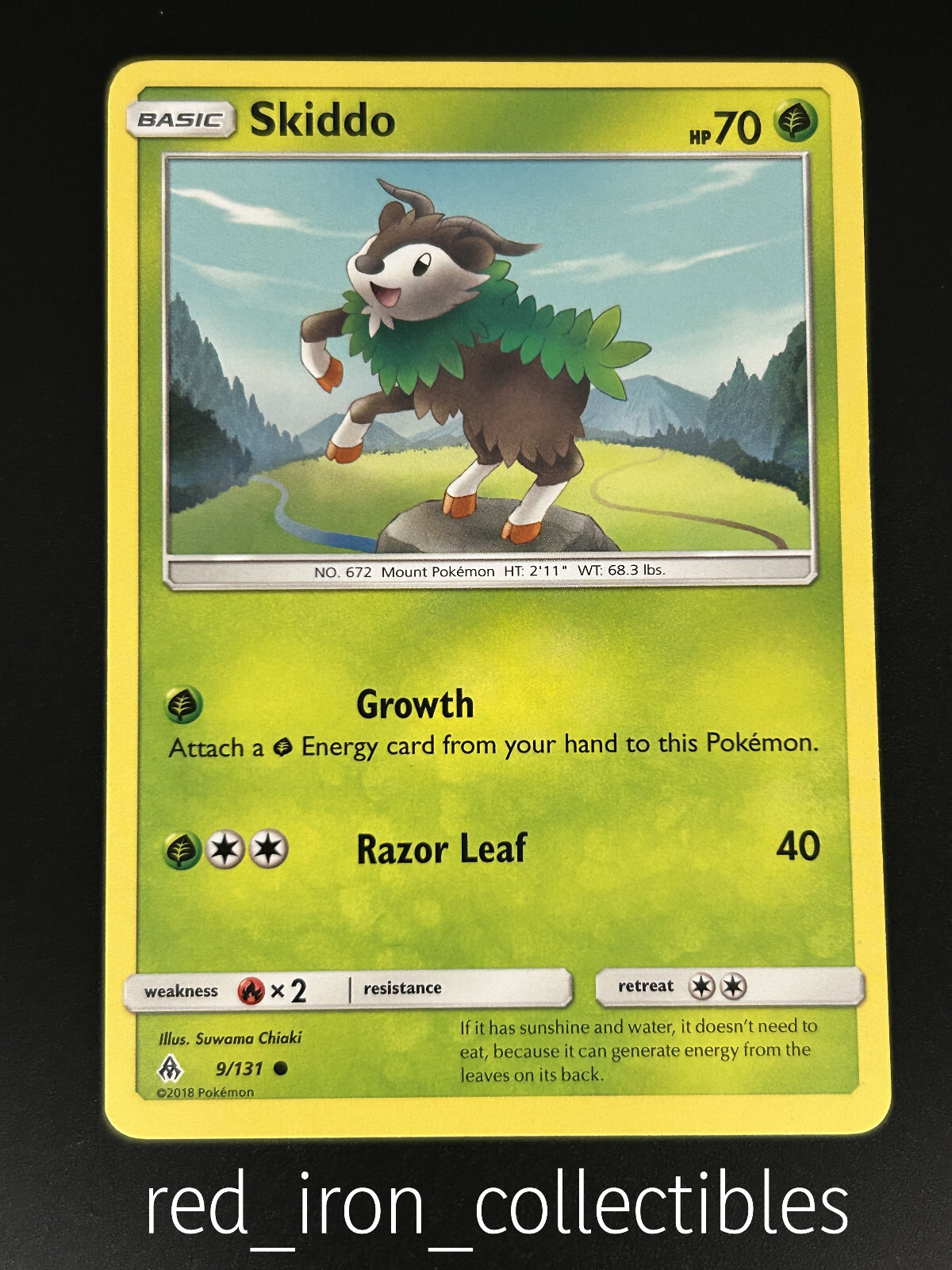 Skiddo 9/131 Common Forbidden Light Sun & Moon Pokemon Card 2018
