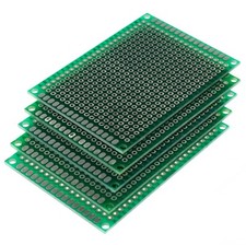 5cm x 7cm Green PCB Printed Circuit Board, 5 Pack, 432 Holes, 32 Pads