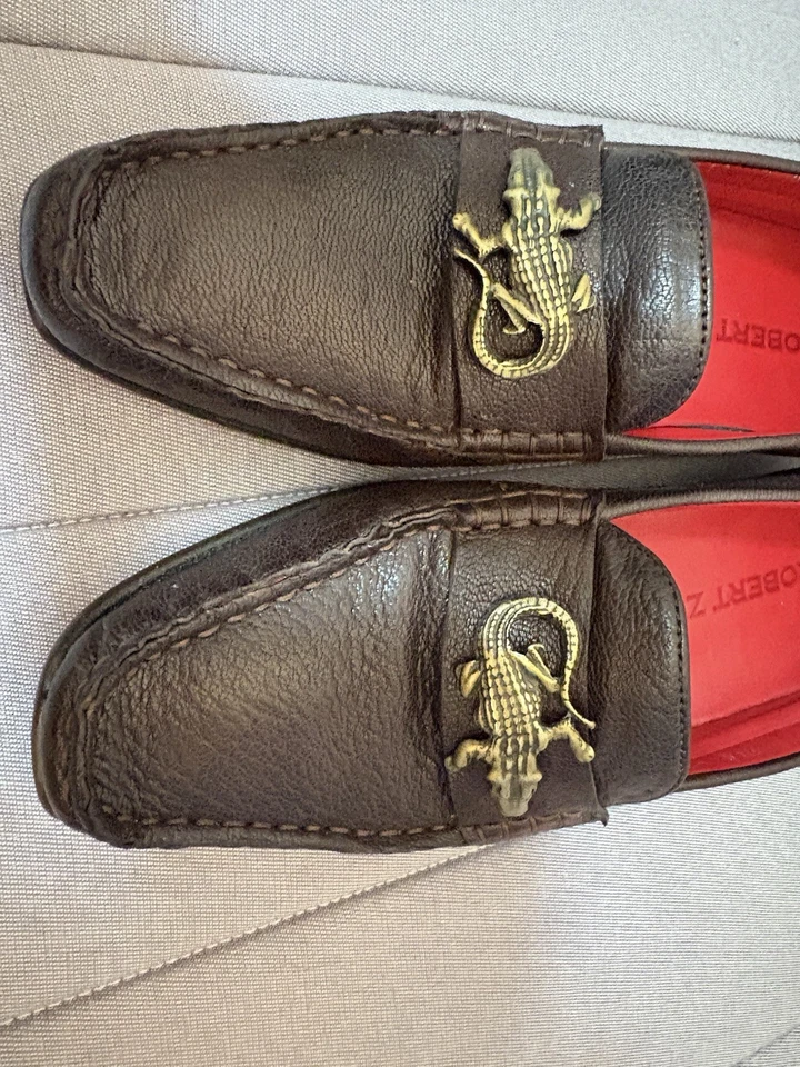 ROBERT ZUR женщин 7 очень узкие мокасины аллигатор крокодил орнамент Gator плоскостях - Изображение 3 из 4