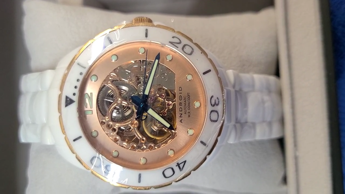 Android, Black ceramic and rose Gold automatic Skeleton Watch Affordable Luxury Rose Gold Mechanical Skeleton Diamond  main image 2