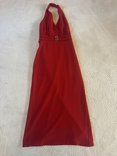 Valentino Red Halter Buckle Maxi Dress Size 8 Long Women's Formal