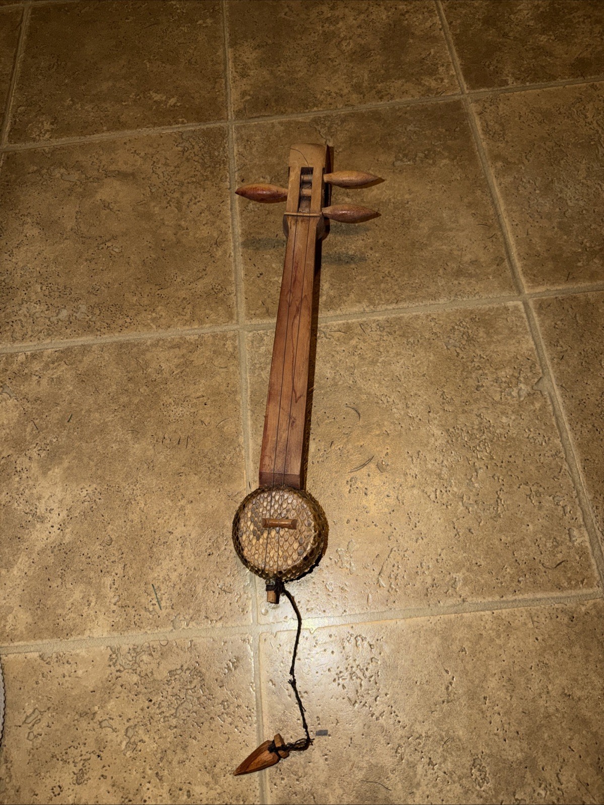 SANXIAN Chinese 3-String Lute Snake Skin Body Folk Instrument