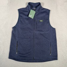 LL Bean Vest Mens Large Blue Sweater Fleece Full Zip Outdoor Slightly Fitted New