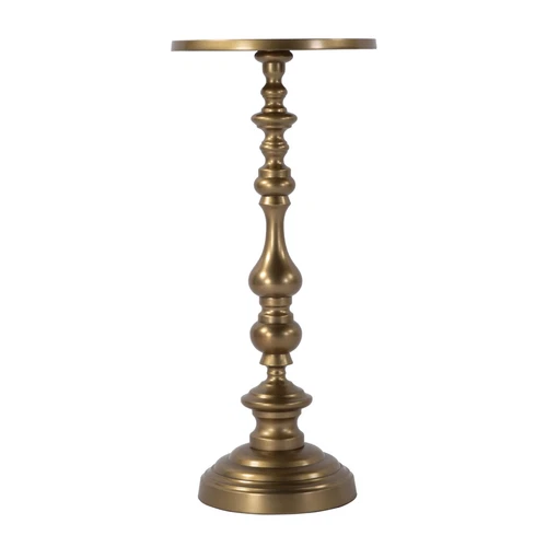Butler Specialty Company Mario 10 in. W Round Metal Pedestal End Table - Gold - Picture 2 of 4