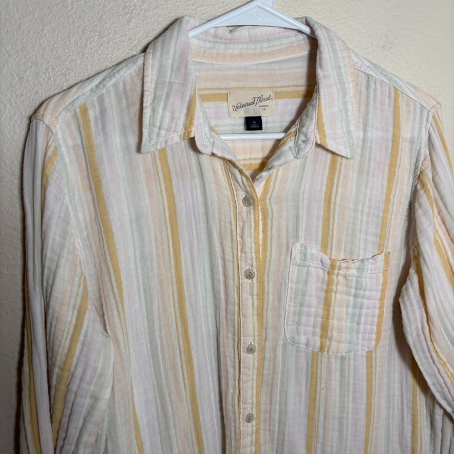 Universal Thread Shirt Women's Medium Striped Col… - image 3