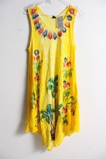 Vintage Boho Hippy Made In India Beach Dress Free Size Yellow - (M39)