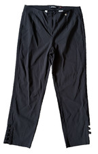 Robell Lena 09 Black Womens Stretch Crop Trousers Side Hem Ladder UK Size 14