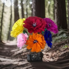 Set Of 6 Mexican Crep  Paper Flowers. 5   diameter approximately.
