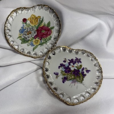 Vintage Decorative Ceramic Plates Handpainted in Japan- set of 2