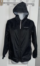 COLUMBIA Black Hoodie Windbreaker Full Zip Jacket Unisex Youth Large 14-16 READ