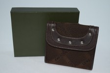 NIB Authentic Longchamp Canvas / Leather Brown Logo Wallet Bifold Studded