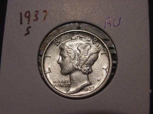1937-S MERCURY DIME AU POPULAR DATE SHIPS FREE