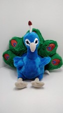My Real Animal Peacock Blue Green Plush Stuffed Animal Red Sparkles 