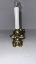 Vintage Solid Brass Teddy Bear Night Light Electric Kids Room Accent Lamp