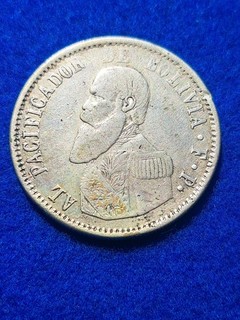 Spanish Bolivia 1865 Silver 1 Melgarejo. Very Great History!