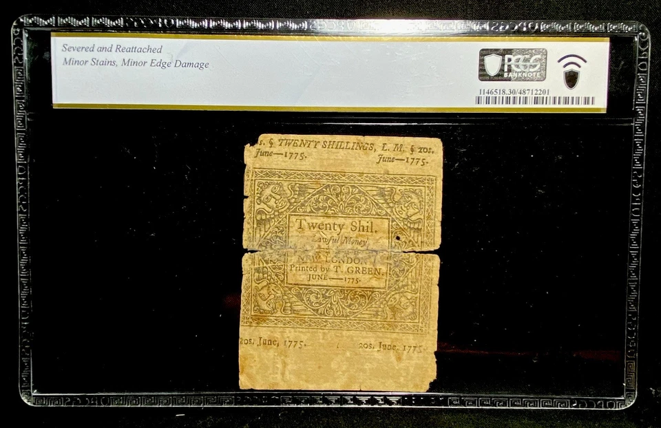 1775 CONNECTICUT American Revolution Colonial Currency Bank Note, CT-186 PCGS 30 - Image 2 of 4