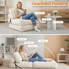 Folding Sofa Bed Floor Couch w/ Pillows 3-in1 Convertible Boneless Chair Sleeper