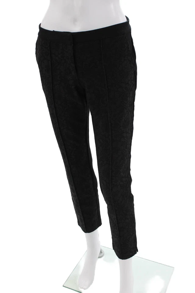 Juicy Couture Womens Lace High Rise Slim Leg Creased Dress Pants Black Size 4 - Image 2 of 4