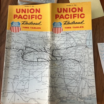 Okt 1963 Union Pacific Railroad öffentlicher Fahrplan Bahnhöfe Index Karte