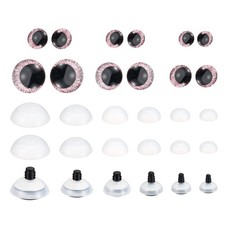 14-30mm Flash Safety Eyes, 34 Set Colorful Crocheting Safety Eyes, Pink