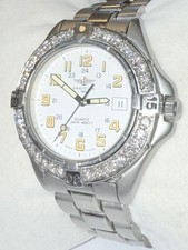 BREITLING MEN'S 38MM COLT QUARTZ A57035 LAB GROWN DIAMOND WATCH 13