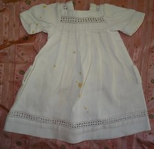 Pretty antique cotton piqué dress, embroidery doll type Twin, Sfbj