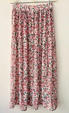 Vintage 80s/90s Express Pink Floral Maxi Skirt Sheer Boho Romantic Festival XS/S