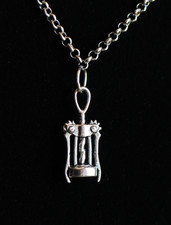Collar Abridor de Botellas de Vino Plata Estaño Dije Colgante 3mm Cadena Inoxidable 18"