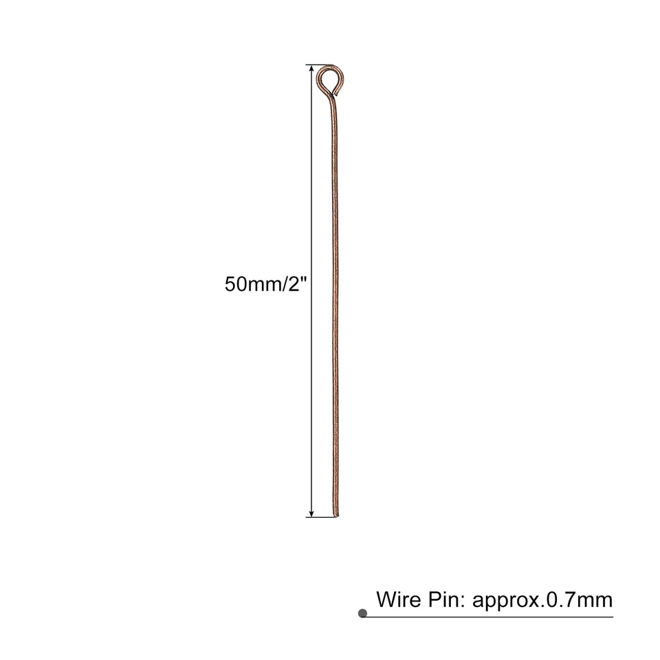 500 peças pinos de olho achados de joias pinos de olho de ferro 50 mm cobre vermelho - Imagem 2 de 4