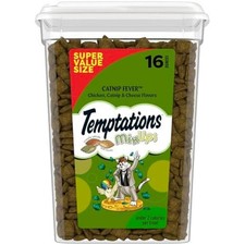 TEMPTATIONS MIXUPS Crunchy and Soft Cat Treats Catnip Fever Flavor, 16 oz. Tub