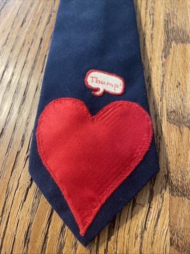 Vintage EUC Linda Brooks Highland Park IL Cotton Tie Hearts Heart Beat Theme - Picture 2 of 10