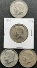 3-1967 & 1-1965 50C Kennedy Half Dollar 40% Silver Lot Of 4 Coins