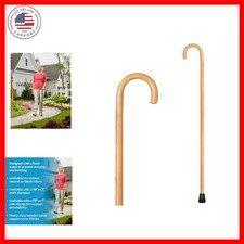 Wooden Walking Cane, Round Handle Wood Cane with Natural Ash Finish and Rubbe...