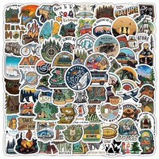 50PCS Camping Outdoor Travel Hiking Nature Adventure Time Waterproof Stickers