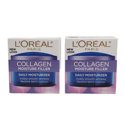 2 PACK L Oreal Collagen Daily Face Moisturizer, Anti Aging Face Cream 1.7 oz Ea