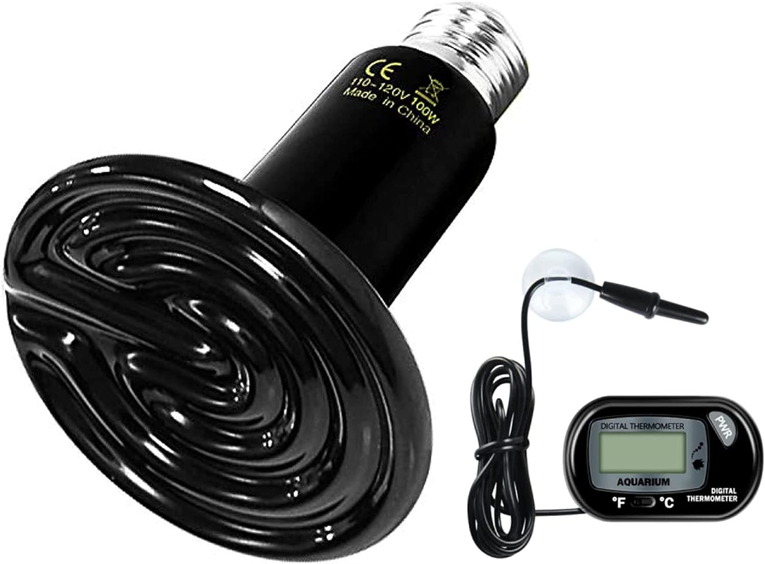 100W Ceramic Heat Lamp Reptile Heat Emitter Heater Lamp Bulb No Light with Free