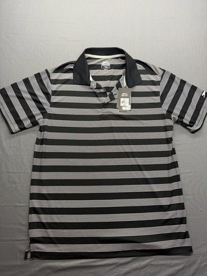 Slazenger Men's Tech Striped Golf Polo Shirt Black