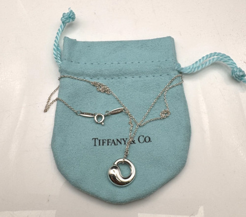 Tiffany & Co Elsa Peretti 16” Necklace with Eternal Circle Pendant Silver 925