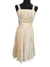 Vintage Gunne Sax Jessica Ivory Floral Lace Bib Sleeveless Prairie Dress Women 7