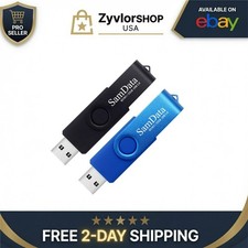 SamData 32GB USB Flash Drive 2 Pack with LED Indicator - Black & Blue