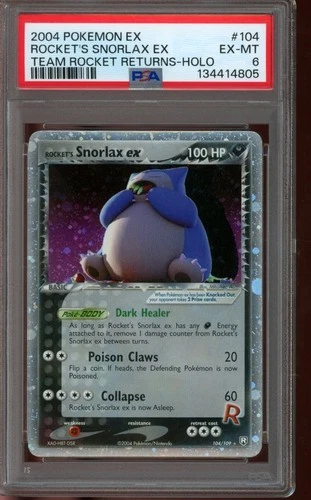 PSA 6 EX-MT Pokemon Rocket’s Snorlax ex Team Rocket Returns Holo 104/109
