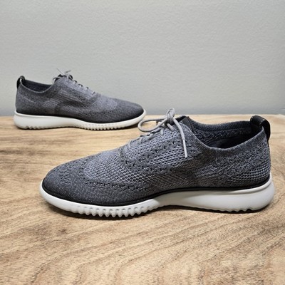 Cole Haan 2.ZeroGrand Shoes Men 8.5 Gray Knit Wingtip Oxford