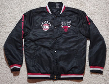 UNK Chicago Bulls Youth Varsity Jacket Size 18-20 Black Satin Bomber Boys NBA